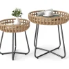 Beistelltisch Garten rund 2er Set in Braun