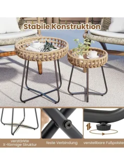 Beistelltisch Garten rund 2er Set in Braun