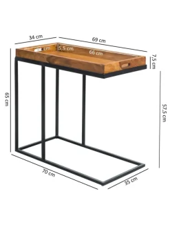 Beistelltisch in Braun / Sheesham / 34x70x65