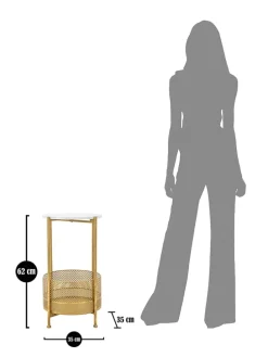 Beistelltisch in Gold/ Weiß - (H)62 x Ø 35 cm