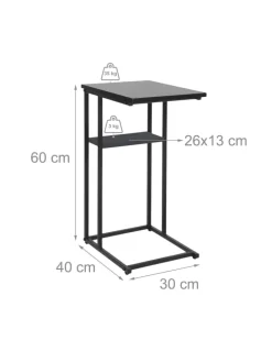 Beistelltisch in Schwarz - (B)40 x (H)60 x (T)30 cm