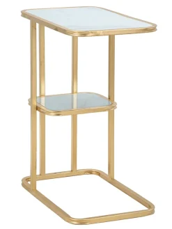 Beistelltisch in Weiß/ Gold - (B)46 x (H)60 x (T)30 cm