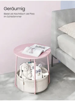 Beistelltisch in Weiß/ Rosa - (H)50 x Ø 45 cm