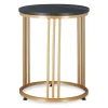 Beistelltisch "MARMO" in Schwarz/ Gold - (H)51 x Ø 41 cm