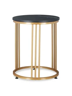 Beistelltisch "MARMO" in Schwarz/ Gold - (H)51 x Ø 41 cm