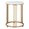Beistelltisch "MARMO" in Weiß/ Gold - (H)51 x Ø 41 cm