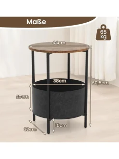 Beistelltisch mit Stoffkorb in Braun