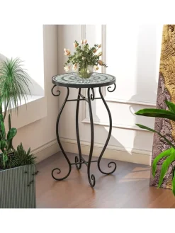 Beistelltisch Mosaiktisch Rund ∅30x50cm in Schwarz