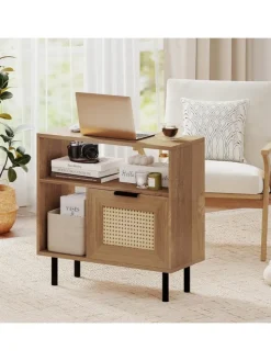 Beistelltisch PE-Rattan 60 x 25,5 x 59 cm in Hellbraun