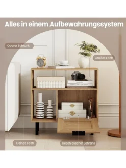 Beistelltisch PE-Rattan 60 x 25,5 x 59 cm in Hellbraun