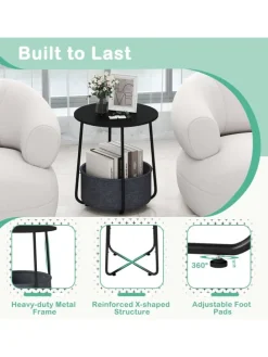 Beistelltisch rund φ45 x 50,5 cm in Schwarz