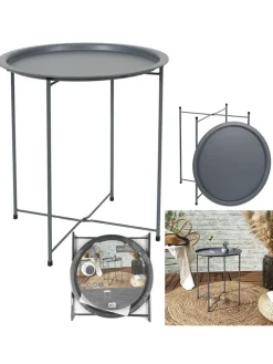 Beistelltisch "Sienna" in Grau - (H)50 x Ø 47 cm