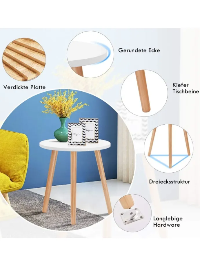 Beistelltisch 40x40x48cm in Weiß