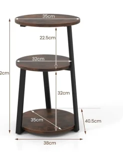 Beistelltisch mit 3 Ebenen in Braun