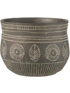 Übertopf "Fresko L'' in Grau - (H)19 x Ø 23,5 cm