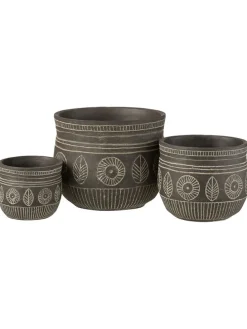 Übertopf "Fresko L'' in Grau - (H)19 x Ø 23,5 cm