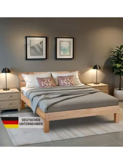 Bett Massivholz Leah in Buche natur