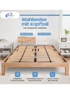 Bett Massivholz Leah in Buche natur