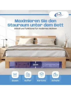 Bett Massivholz Leah in Buche natur