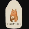Bettflasche Bär Liebesbrief mit Spruch in Weiß