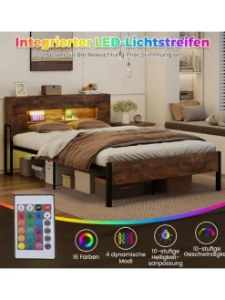 Bettgestell 140x200 cm in Braun