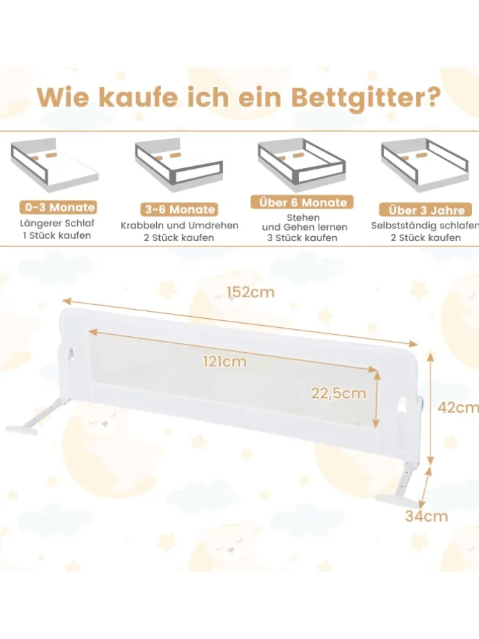 Bettgitter 150cm in Weiß