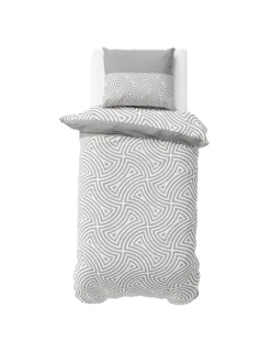 Bettwäsche-Set Biber/Flanell Premium "Stone Line" in Weiß / Grau