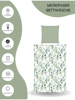 Bettwäsche-Set "Eukalyptus, Blätter" in Grün