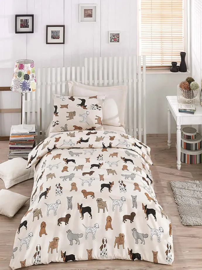 Bettwäsche-Set "Havhav" in Creme/ Braun