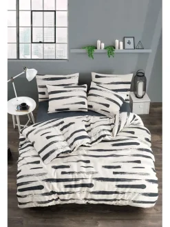 Bettwäsche-Set in Creme/ Anthrazit