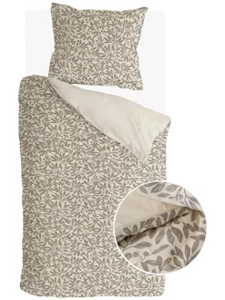 Bettwäsche-Set "Leaf Whispers" in Khaki/ Creme