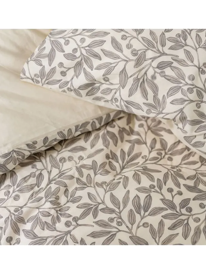 Bettwäsche-Set "Leaf Whispers" in Khaki/ Creme