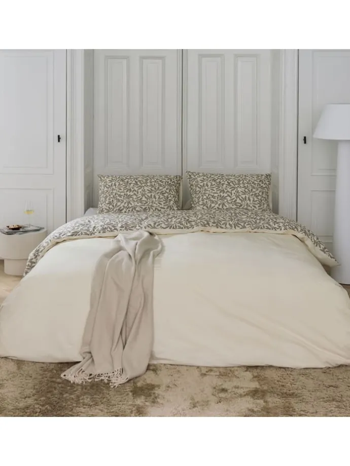 Bettwäsche-Set "Leaf Whispers" in Khaki/ Creme