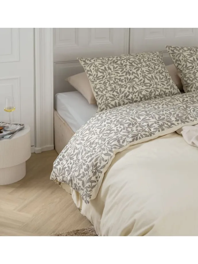 Bettwäsche-Set "Leaf Whispers" in Khaki/ Creme