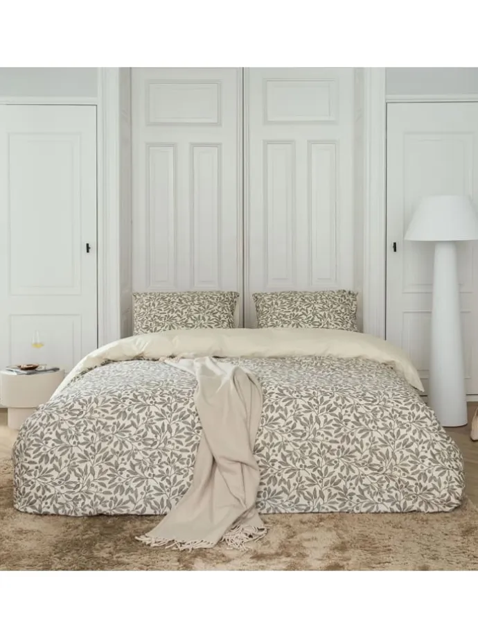 Bettwäsche-Set "Leaf Whispers" in Khaki/ Creme