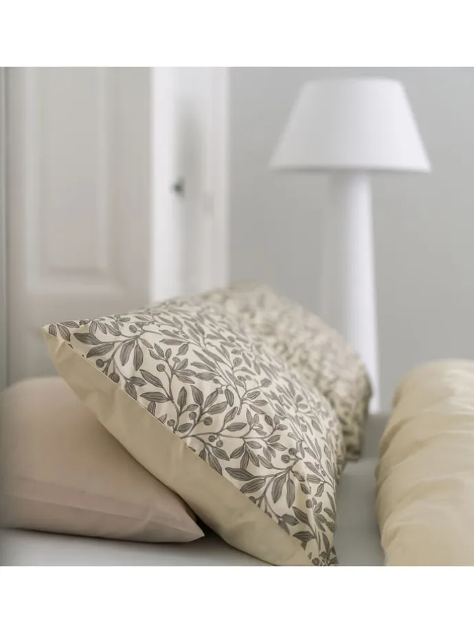 Bettwäsche-Set "Leaf Whispers" in Khaki/ Creme