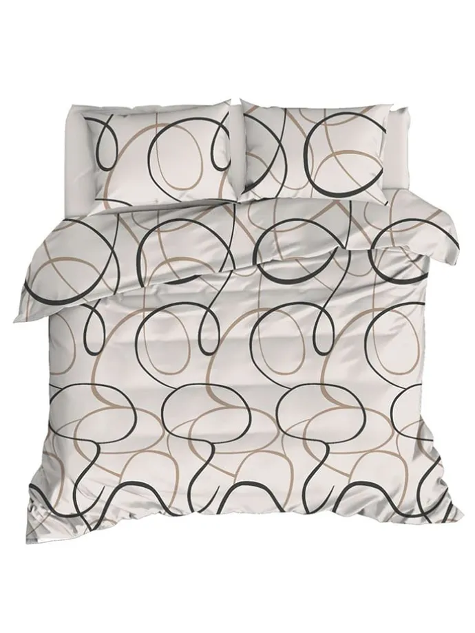 Bettwäsche-Set "LineRondom" in Creme/ Schwarz