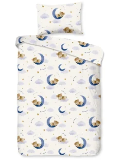 Bettwäsche-Set "Sleeping" in Creme/ Dunkelblau