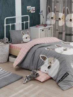 Bettwäsche-Set "Tavsancik" in Grau/ Rosa