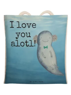 Beutel Axolotl Liebe Design mit Spruch in Weiß