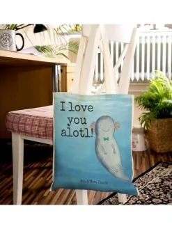 Beutel Axolotl Liebe Design mit Spruch in Weiß