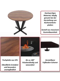 Bistrotisch M56 Massiv-Holz HPL Laminat Melamin