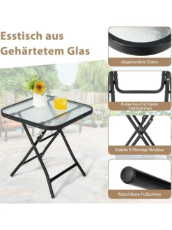 Bistrotisch quadratisch klappbar in Schwarz