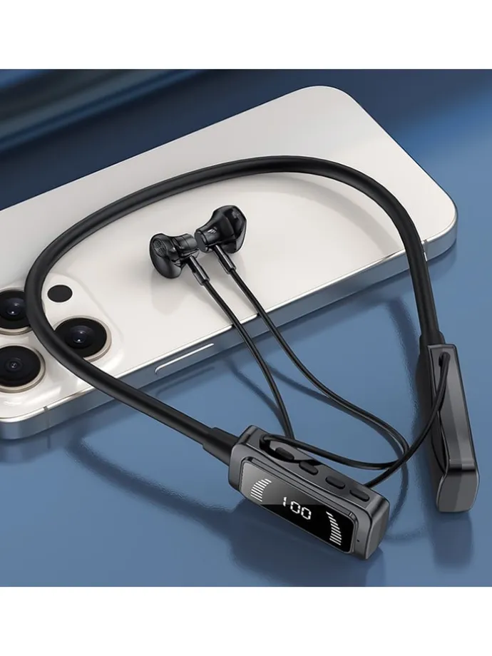 Bluetooth-Kopfhörer mit Nackenbügel in Schwarz