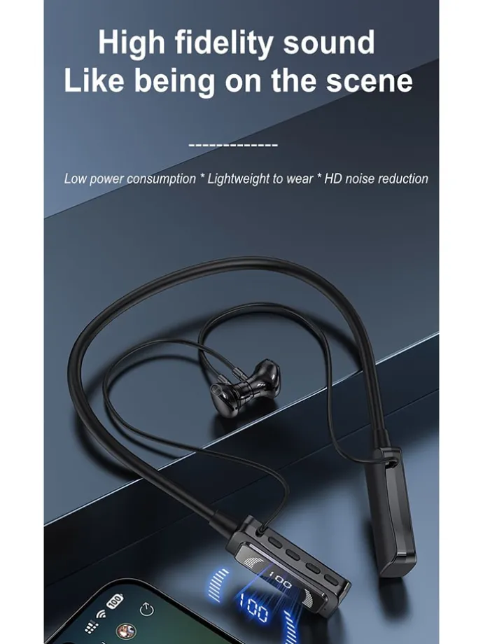 Bluetooth-Kopfhörer mit Nackenbügel in Schwarz