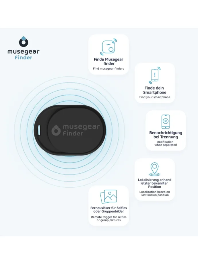 Bluetooth-Schlüsselfinder "Finder mini" in schwarz - 3er Pack