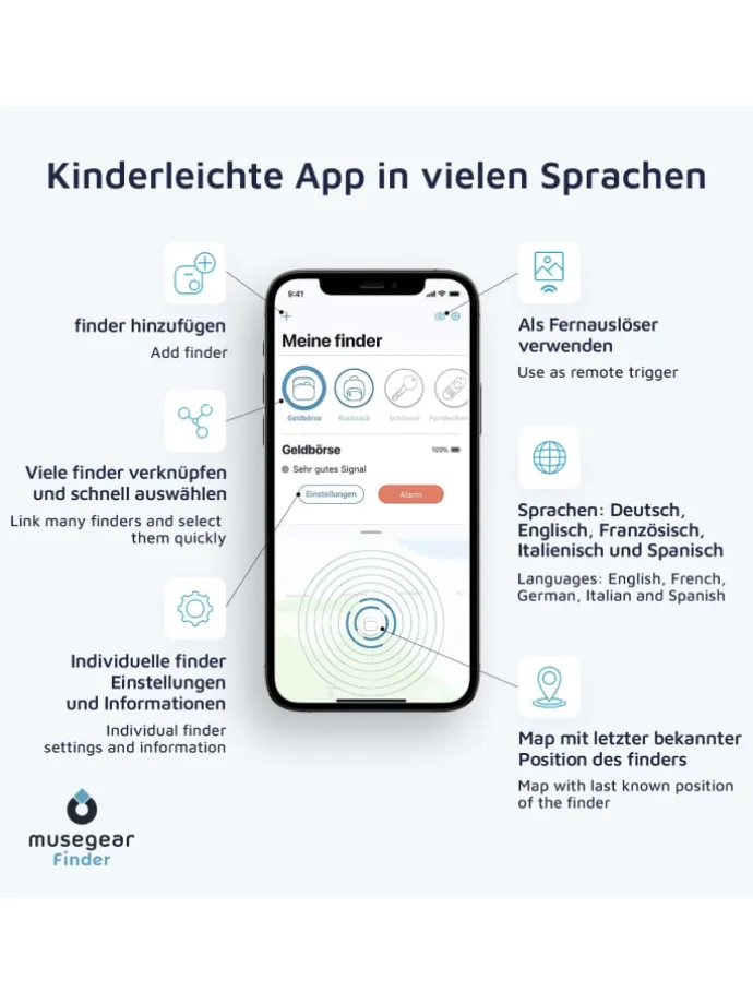 Bluetooth-Schlüsselfinder "Finder 2" in dunkelblau 3er Pack