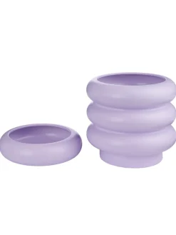 Blumenübertopf HOOP mit Teller in Violett