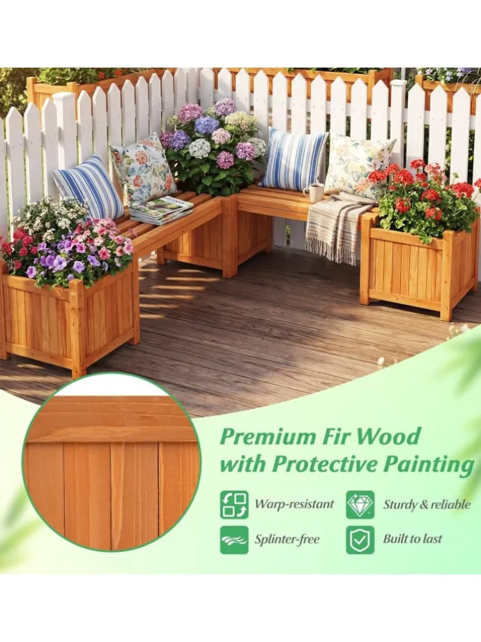 Blumenkasten mit Gartenbank 105 x 26,5 x 29,5 cm in Orange