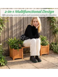 Blumenkasten mit Gartenbank 105 x 26,5 x 29,5 cm in Orange